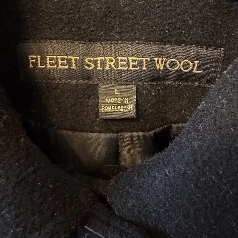 Fleet Street Coat Women’s Size Large Button Front Long‎ Collared Black